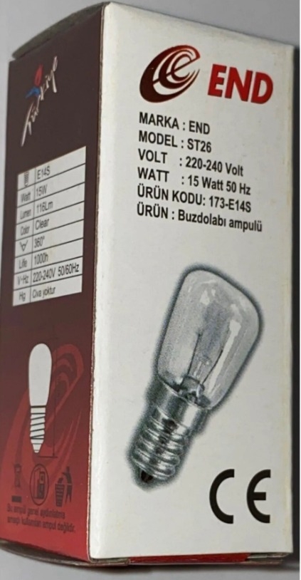 GN L 01 End Buzdolabı Tuz Lambası Fırın Dikiş Makinesi Ampulü 15w - Görsel 2