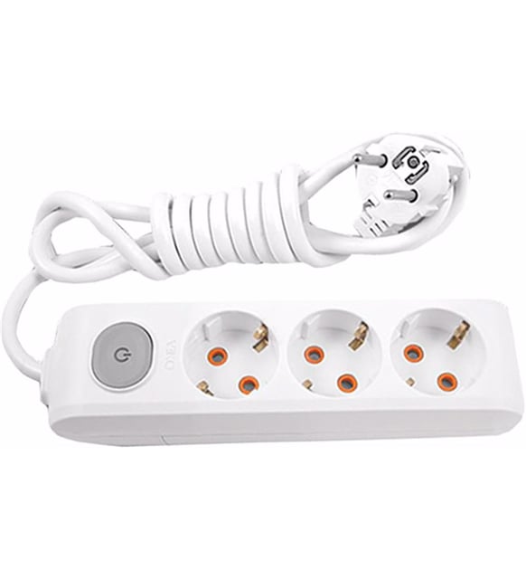 Viko Multi-Let 3lü 2 Metre Anahtarlı Topraklı Grup Priz Kablolu Priz - Görsel 2
