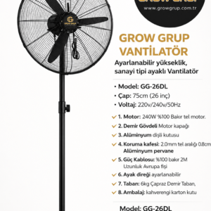GROW GRUP SANAYİ TİPİ FAN VANTİLATÖR GG-26DL